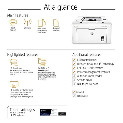 HP Laserjet Pro M203dw Wireless Laser Printer (G3Q47A). Replaces HP M201dw Laser Printer