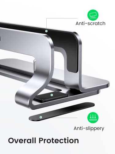 UGREEN Vertical Laptop Stand Holder Desk Aluminum Dock Compatible for MacBook Pro Air Laptop Stand Desktop Adjustable, Lenovo Ideapad 3, Surface Book, HP Notebook, Dell Chromebook Up to 17.3 Inch