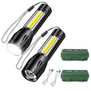 ZCOINS 2 Pack Rechargeable Small Torch, 500LM Zoomable Mini LED Flashlight with COB Side Light, Pocket Mini Torch for Emergency Camping Hiking Dog Walking