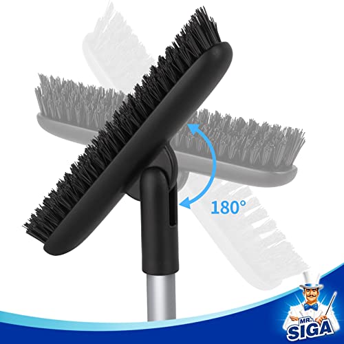 MR.SIGA Grout Scrub Brush with Long Handle, Shower Floor Scrubber for Cleaning, Tile Scrub Brush with Stiff Bristles