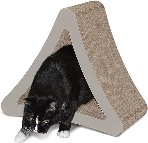 PetFusion 3-Sided Vertical Cat Scratching Post Multiple Angle Cat Scratching Pad Play & Perch Cat Scratching Posts with Catnip 100% Recyclable Cardboard Cat Lounge