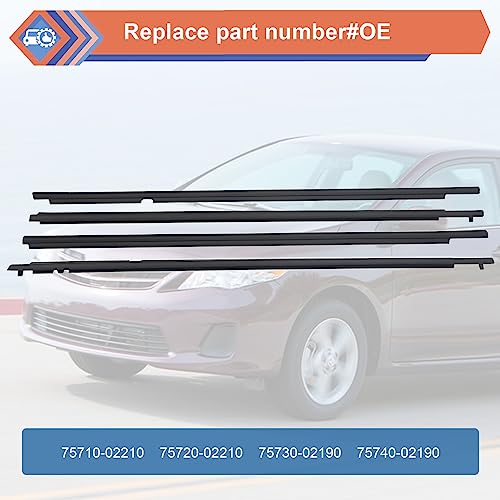 ZONFANT 4 Pcs Black Car Outer Door Window Moulding Trim Weatherstrip Seal Belt Compatible with 2009-2013 Toyota Corolla, Replace