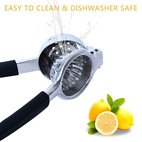 Extra Large Lemon Squeezer Stainless Steel - Easy Squeeze Heavy Duty Manual Lemon Juicer with Non-slip Silicone Handle - Ergonomic Citrus Squeezer & Fruit Juicer for Small Oranges, Limes