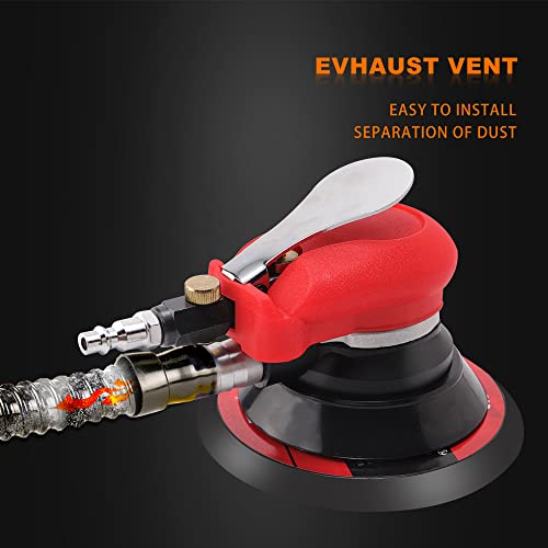 ZFE 5inch/6inch Random Orbital Air Palm Sander Air Random Orbital Sander Vacuum 6" 150mm Pad Hand Power Tool Polisher Grinding Sanding Tools for Auto Body Pneumatic Hose