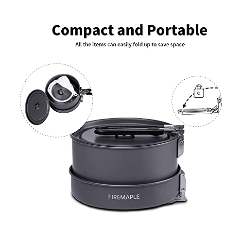 Fire-Maple Feast 2 Camping Cookware Set | Outdoor Cooking kit with Pot Kettle Pan Bowls and Spatula | Kitchen Utensils for 1 to 3 People Backpacking Trekking Hiking Fishing Picnic