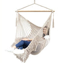Chihee Hammock Chair Super Large Hanging Soft-Spun Cotton Rope Weaving Chair, Hardwood Spreader Bar Wide Seat Lace Swing Chair Indoor Outdoor Garden Yard Theme Decoration