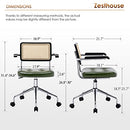 Zesthouse Modern Home Office Chair Leather Desk Chair with Rattan Back, Vanity Chairs for Girl Women, Upholstered Tufted Swivel Armchair for Bedroom Living Room, Height Adjustable Computer Task Chair