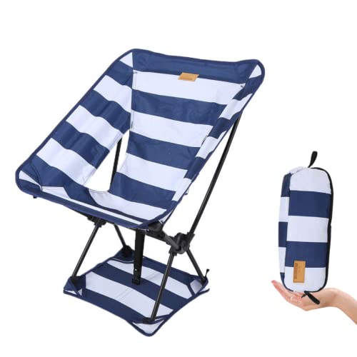 WILD AUSSIE Compact Folding Camping Chair | Hiking & Backpacking Chair | Portable & Durable | 120kg Capacity (Navy & White Stripes)