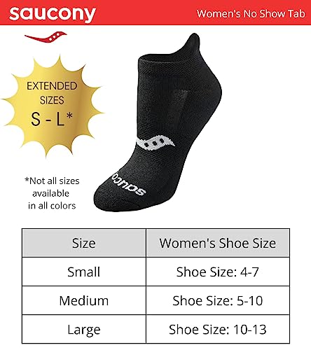 Saucony womens Performance Heel Tab Athletic (8 & 16 Pairs) Running Socks, Black Assorted Pairs), Small-Medium US