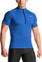 TSLA Men's Short Sleeve Bike Cycling Jersey, Quick Dry Breathable Reflective Biking Shirts with 3 Rear Pockets, Half-Zip Raglan MCT04-CBL AU_XLarge Size