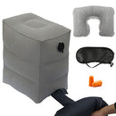 Quickly Inflatable Travel Foot Rest Pillow Set | Adjustable Height Leg Rest | Great for Travel, Train, Car | Suitable for Office, Home (Large, Grey)