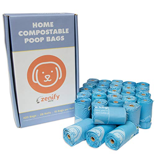 Zenify Pets Compostable Dog Poo Bags (420 Bags) - Certified Compostable Biodegradable Waste - Australian Owned
