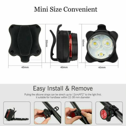 Rechargeable Waterproof Bicycle Bike LED Front Rear Tail Lights USB Mount