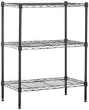 Amazon Basics 3-Shelf Adjustable, Heavy Duty Storage Shelving Unit (113.4 kgs loading capacity per shelf), Steel Organizer Wire Rack, Black (58.93 x 34.04 x 76.2 CM, LxWxH)