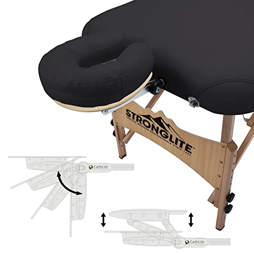 (Black) - STRONGLITE Portable Massage Table Package Olympia - All-In-One Treatment Table w/Adjustable Face Cradle, Pillow, Half Round Bolster & Carrying Case