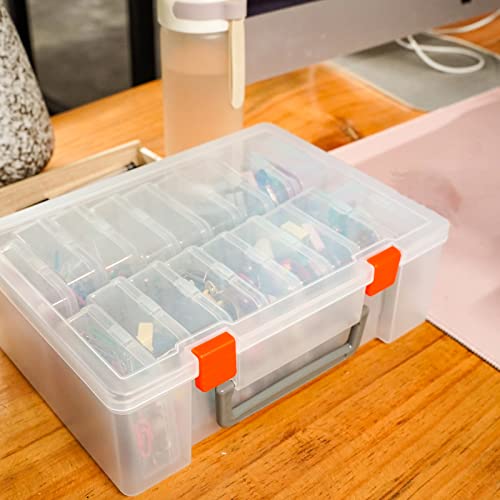 QUEFE 2 Pack 8 Grids Bead Organizers and Storage, Plastic Organizer Box  with Removable Dividers Tackle Box Organizer for Candies Snacks Electronics