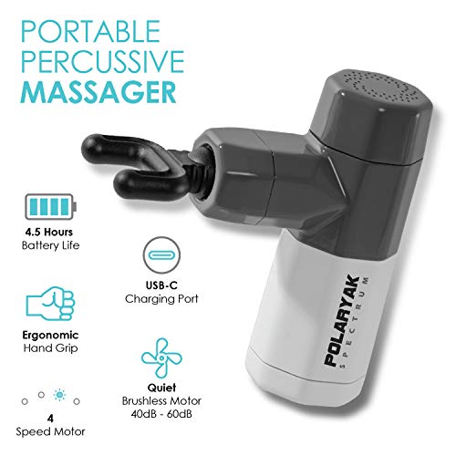 Muscle Massage Gun - Mini Hand Held Massager, Portable Massage Tool, Deep Tissue Percussion Cordless Massager – with 4 Heads for Different Muscle Groups POLARYAK - Spectrum