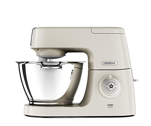 Kenwood KVC5100C Mary Berry Special Edition Chef Elite Stand Mixer, 3 Bowl Tools, Whisk, Dough Hook & K-Beater, Fast Cakes' Recipe Book, Plastic, Cream, 4.6 L Special Edition