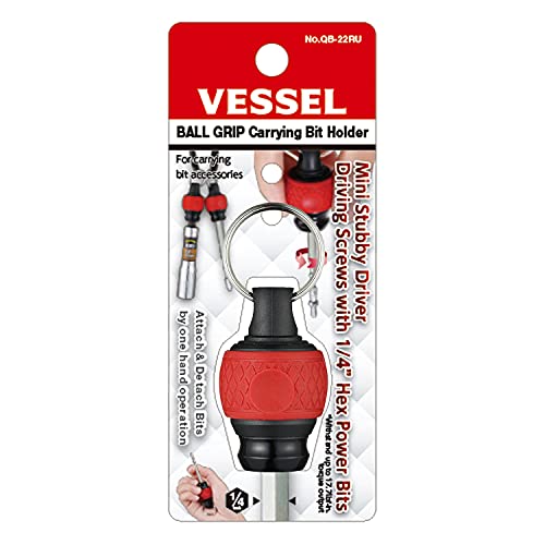 VESSEL Ball Grip Carrying Bit Holder (Red) QB22RU (10)