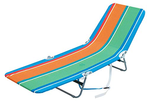RIO beach Portable Folding Backpack Lay Flat Beach Lounge Chair with Backpack Straps and Storage Pouch, Orange and Green, 72"" x 21.75"" x 35"""