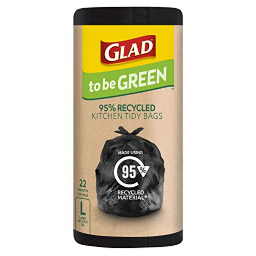 Glad To Be Green 95 Percent Recycled Kitchen Tidy Bags with Wavetop Tie, Large 35L, 22 Count