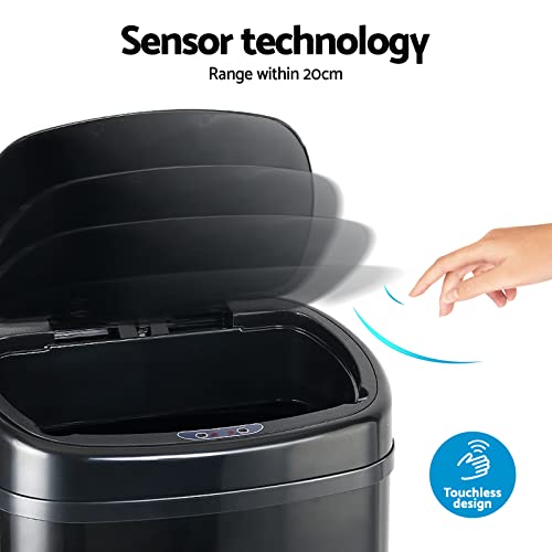 Devanti 58L Motion Sensor Bin Rubbish Waste Automatic Trash Kitchen Office Black