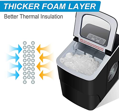 Ice Maker 2.2L Machine for Countertop, Portable Ice Cube Makers for Home/Office/Bar, Ice Cube Ready in 6-13 Mins (Black)