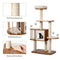 Cat Tree Tower, Large Wood Cat Climbing Condos Stand, w/4 Level Activities Platform, Sisal Rope Scratching Posts, Washable Mats, Tall Cat Playhouse Activity Center for Indoor Cats, Beige, 142CM