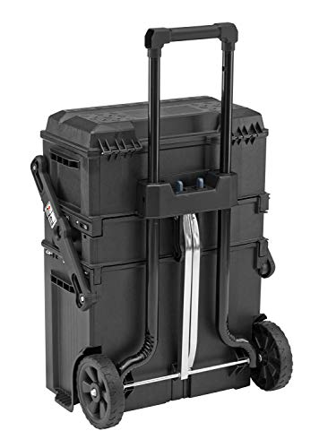 STANLEY FATMAX Cantilever Rolling Toolbox Trolley, 4 Level Workstation with Portable Tote Tray for Tools and Small Parts, 1-94-210