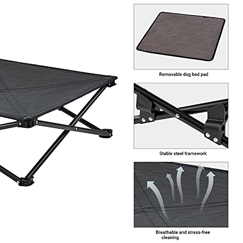 KingCamp Stable Portable Raised Dog Bed Pet Cot Folding Cooling Elevated Bed for Dogs Mesh Travel Outdoor Camping Dog Bed with Washable Pad for Medium Dogs and All Pets Supplies Weight Up to 40 lbs