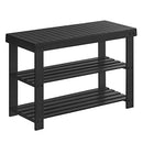 SONGMICS Shoe Rack Bench, 3-Tier Bamboo Shoe Storage Organizer, Entryway Bench, Holds Up to 286 lb, 11.3 x 27.6 x 17.8 Inches, for Entryway Bathroom Bedroom, Black ULBS04H