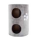 20.5-Inch Cat Condo – 2 Story Cat House with Sisal Scratch Pad, Barrel Shaped Pet House Covered in Soft Fabric by PETMAKER (Gray)