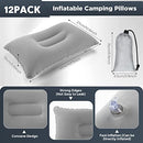 Qunclay 12 Pack Camping Pillow with Storage Bags Ultralight Comfortable Inflatable Pillow Blow up Compact Lightweight Beach Pillow for Summer Hiking Camp Travel Backpacking Sleeping, Gray