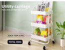 Levede 3 Tiers Kitchen Trolley Cart Steel Storage Rack Shelf Organiser White, Metal Utility Cart, 3-Tier Kitchen Trolley with 4 Wheels, Rolling Storage Cart Trolley for Kitchen Storage & Organisation