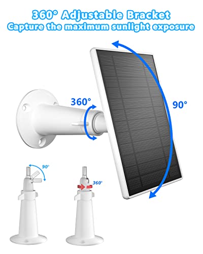 7W Solar Panel Charger Compatible with Ring Stick Up Cam & Spotlight Cam Battery, 5V Continuous Solar Power for Ring Camera, 3.5mm Plug to Device, 13ft Cable IP65 Waterproof, Adjustable Mount, 4 Pack