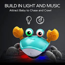 ZONICE Green Crawling Crab Baby Toy with Music and LED Light Up for Kids, Toddler Interactive Learning Development Toy with Automatically Avoid Obstacles,Build in Rechargeable Battery