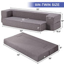 Lazyzizi Floor Sofa Bed, Fold Out Couch Bed with 2 Pillows & Washable Cover Convertible Sleeper Folding Sofa Bed Mattress for Living Room, Guest Bed, Playroom 8inches Twin