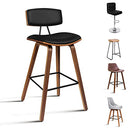 ALFORDSON 2pcs Vintage Wooden Bar Stools Kitchen Dining Chair Black Counter Chair with Footrest, Backrest and Anti-Slip Pads for Home Bar Dining Room