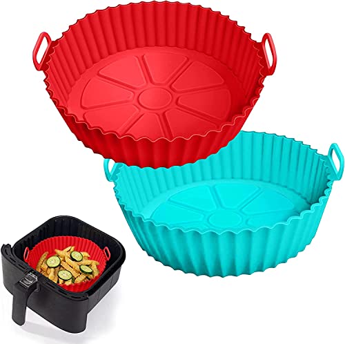 Silicone Air Fryer Liners, 2 Pcs Reusable Air Fryer Silicone Baking Tray, Air Fryer Silicone Pot Round Air Fryers Accessories Oven Accessories, Replacement of Parchment Liner Paper