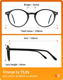 TIJN Blue Light Blocking Glasses Men Women Vintage Thick Round Rim Frame Eyeglasses, 03.black, Medium