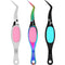 3 Pieces Crossing Locking Curved Craft Tweezers Pointed Tip Tweezers Stainless Steel Soft-Grip Tweezers Curved Fine Tip Tweezer for DIY Crafts (Rainbow and Pink, Silver and Pink, Black and Blue)