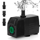 BARST 2500L/H Submersible Water Pump with Sponge Filter, Pond 5m Power Cord for Aquarium, Fountains, Fish Tank, Feature 4 Strong Suction Cups&4 Nozzles, 45W Black