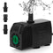 BARST 2500L/H Submersible Water Pump with Sponge Filter, Pond 5m Power Cord for Aquarium, Fountains, Fish Tank, Feature 4 Strong Suction Cups&4 Nozzles, 45W Black