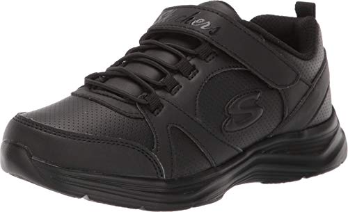 Skechers Girl's Glimmer Kicks-School Struts Sneaker, Black/Black, 11 US