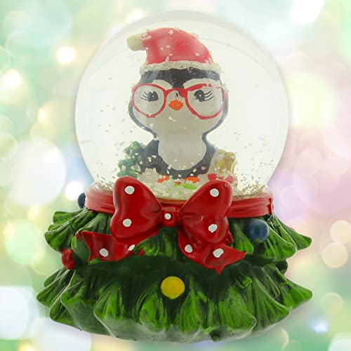 Snow Globe with Christmas Motif, Dimensions 9 x 9 x 9.5 cm, Ball Diameter 6 cm, Christmas Gift (Penguin)