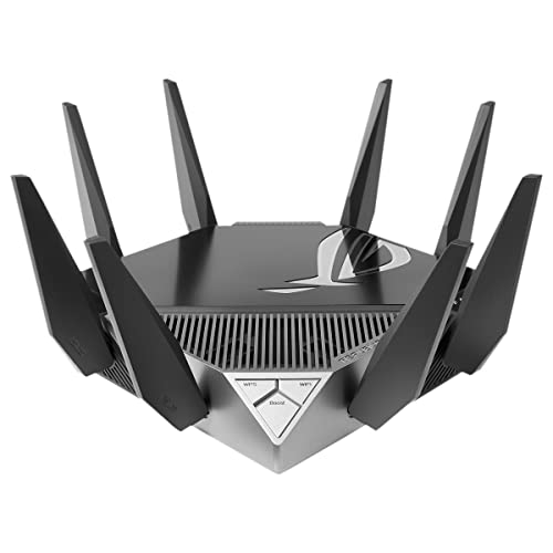 ASUS ROG Rapture GT-AXE11000 Tri-Band WiFi 6E Gaming Router, New 6GHz Band, WAN Aggregation, 2.5G Port, Lifetime Free Internet Security, Mesh WiFi Support, 4 LAN Ports, VPN, Advanced Cooling System