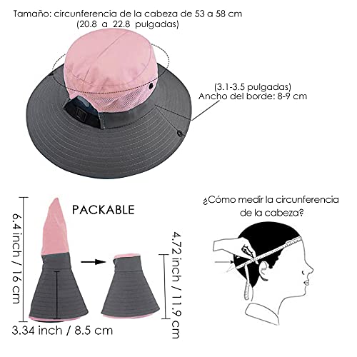 AutoWT Sun Hat for Women, UPF 50 + UV Protection Wide Brim Bucket Hat  Adjustable Cap for Summer Fishing, Hiking, Camping, Garden, Farming,  Outdoor Exercise (Pink)