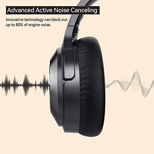 AUSDOM Noise Cancelling Headphones Over Ear: Bluetooth Wireless Foldable ANC Headphones Comfortable with Active Sound Canceling Stereo Mic