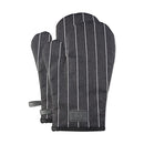 MasterChef Oven Mitts Heat Resistant, Pair of 2 Cooking Gloves, Cotton Oven Mittens, Kitchen Gloves With Vegan PU Leather Logo & Hanging Loop, Machine Washable, Black, One Size Fits All