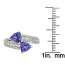 Gin and Grace 10K White Gold Mozambique Genuine Tanzanite Ring with Diamonds for women | Ethically, authentically & organically sourced (Trillion-cut) shaped Tanzanite hand-crafted jewelry for her